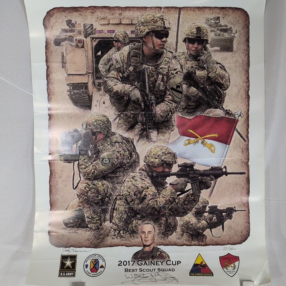 2017 Gainey Cup SIGNED Best Scout Squad Poster US Army Fort Benning Jody Harmon